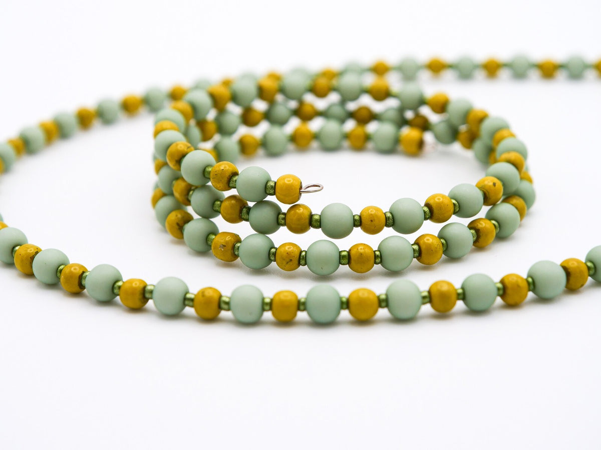 Green Yellow Beaded Handmade - Earring, Necklace & Bracelet Set