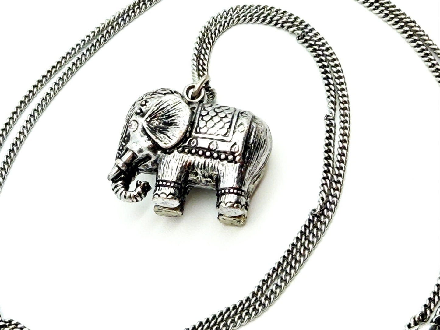 Accessorize Silver Tone Elephant Charm Pendant Long Necklace Boho