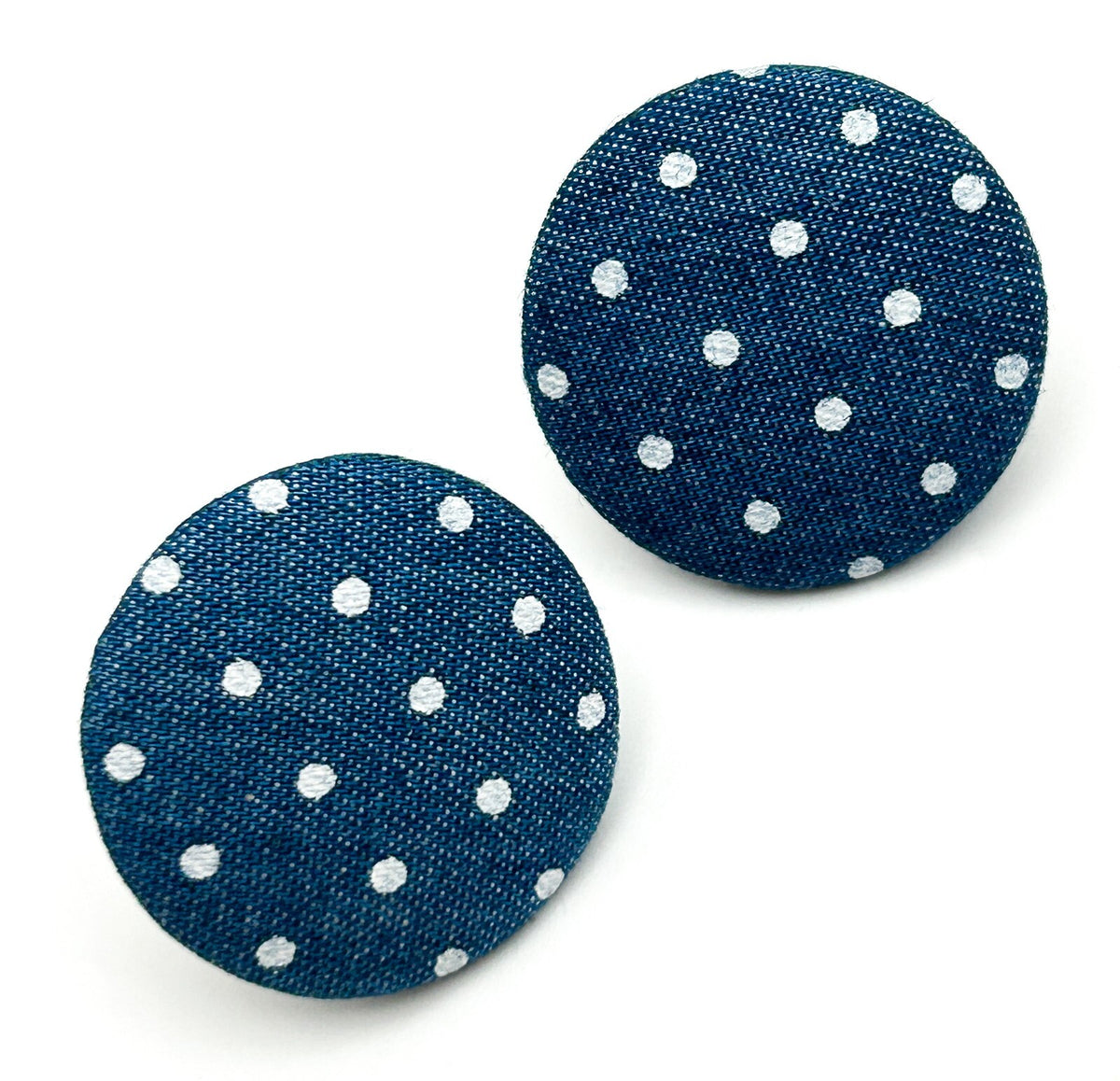 Set of 3 Fabric Stud Earrings Floral Stripe Polka Dot Button Earrings 2.5cm