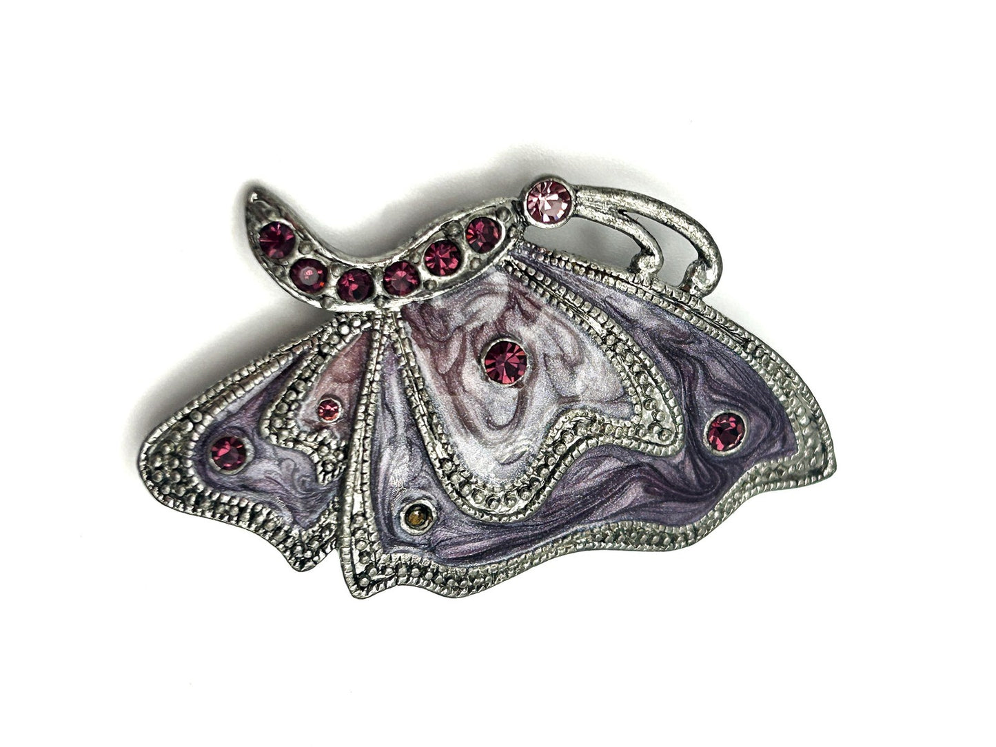 Vintage Butterfly Brooch Duo - Enamel & Rhinestone Pins Insects
