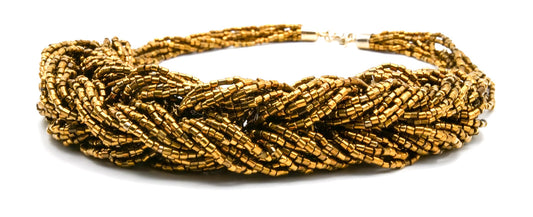 Braided Bronze Bead Choker