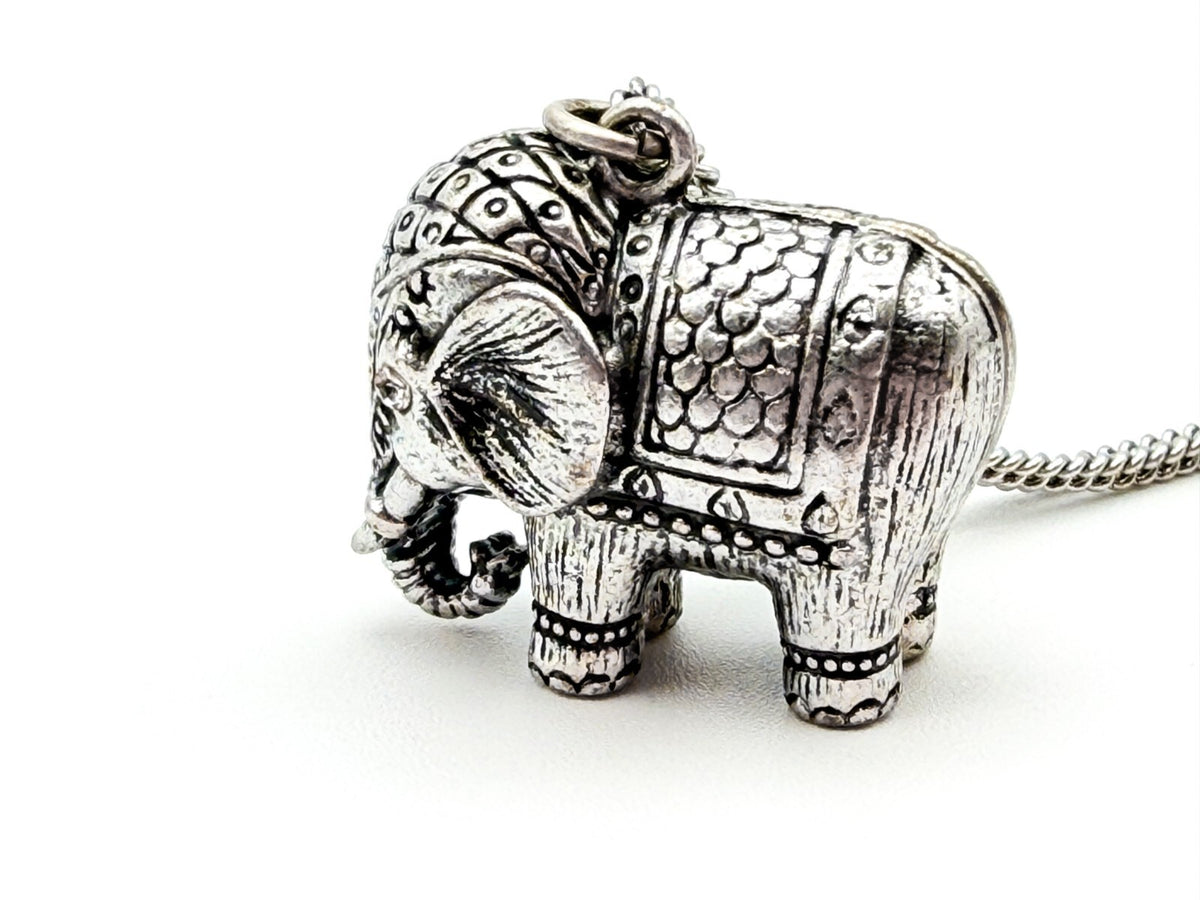 Accessorize Silver Tone Elephant Charm Pendant Long Necklace Boho