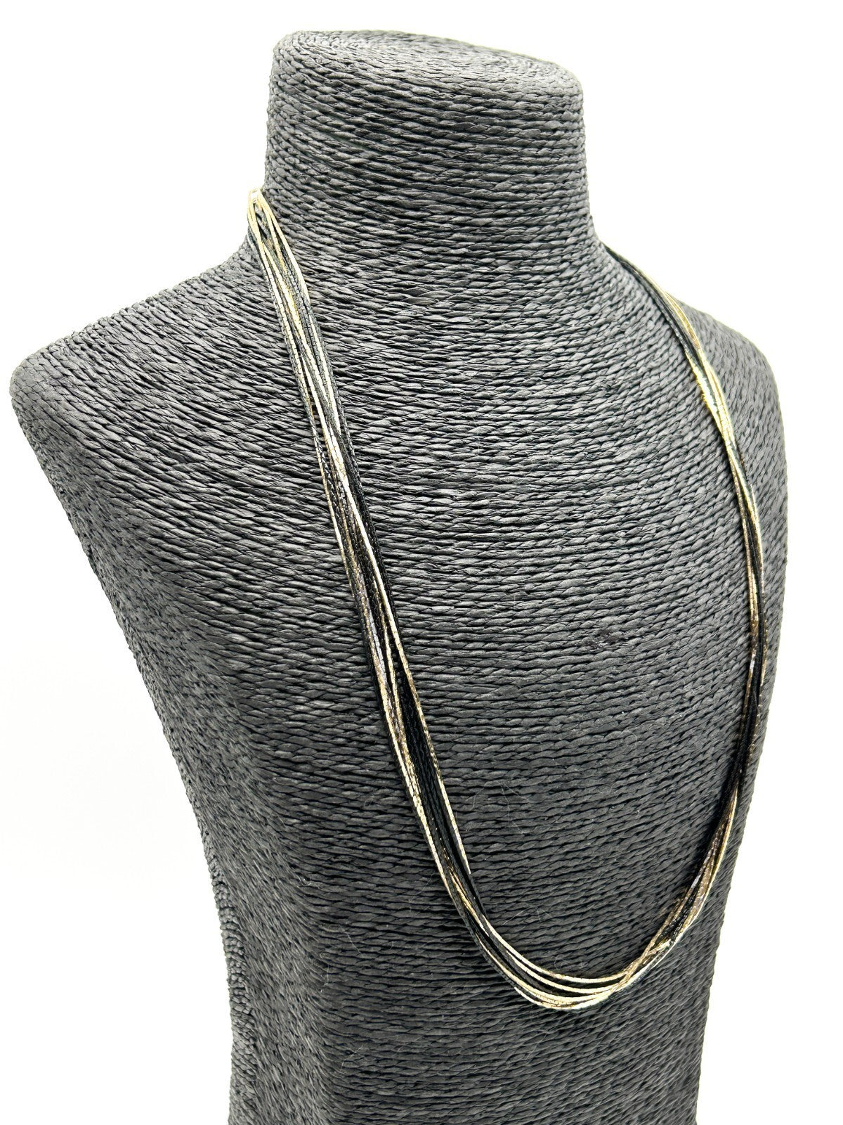 Vintage Black Gold Multi Strand Chain Layered Long Necklace Statement