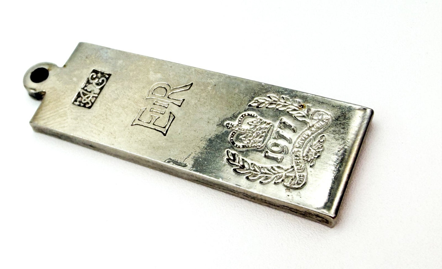 Vintage 1977 Queen Elizabeth II Silver Jubilee Ingot Pendant by A&E