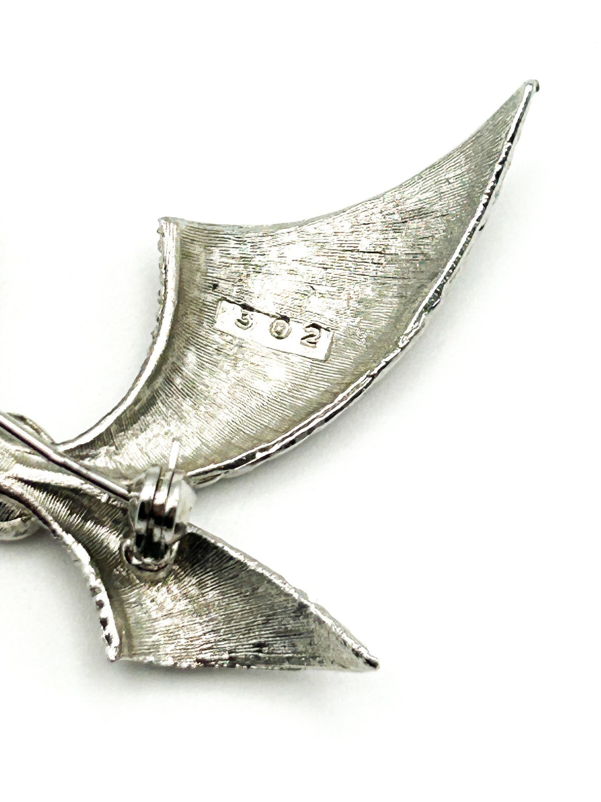 Vintage Silver Ribbon Bow Brooch Mid Century Modern Sweeping Textured Pin Retro