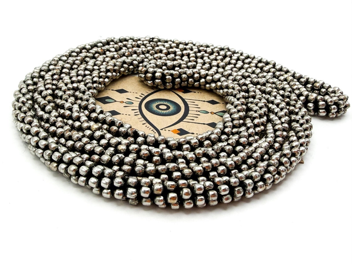 Silver Tone Popcorn Style Bead Necklace – Multi Strand Look