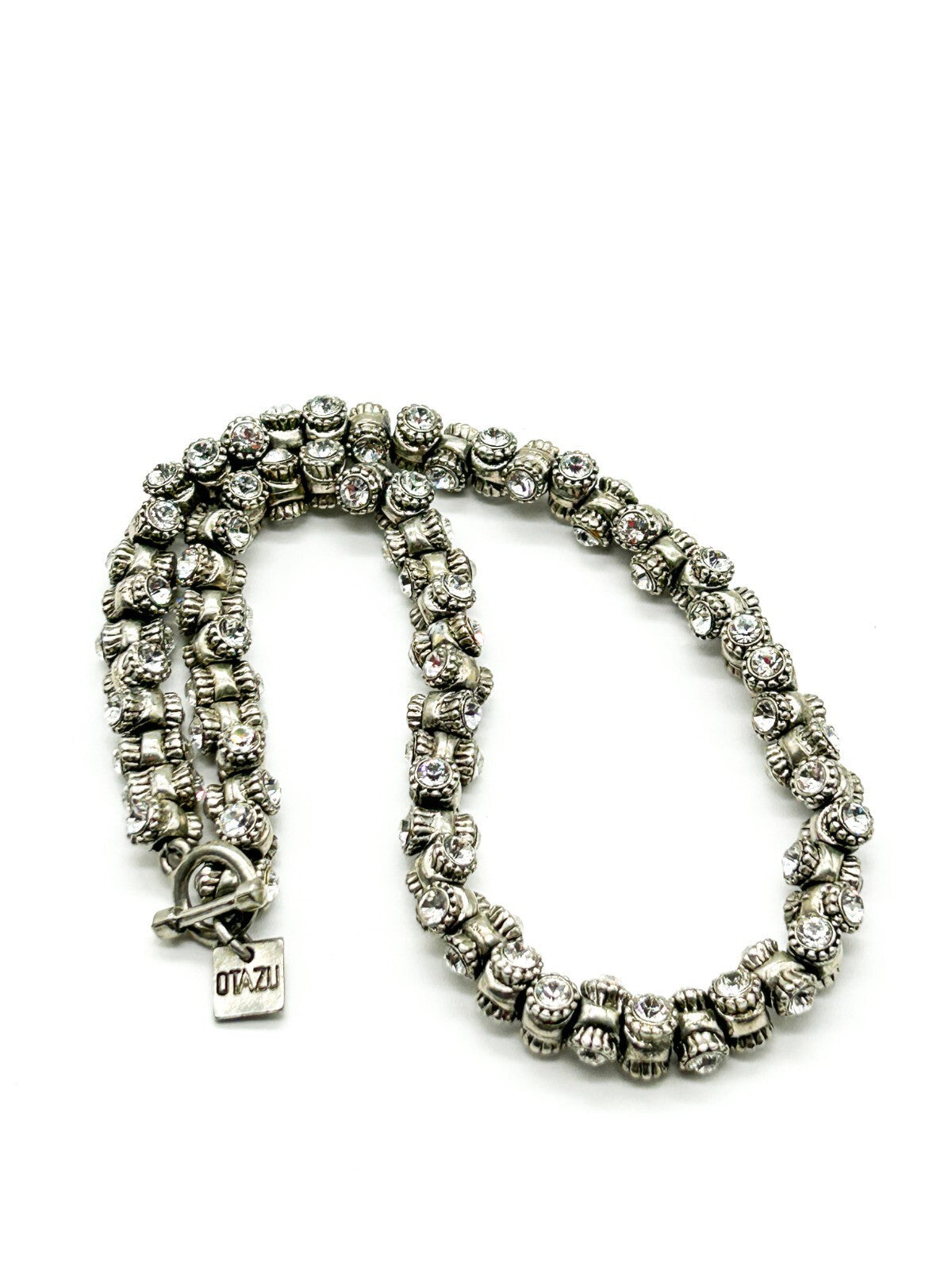 Roderigo Otazu Swarovski Crystal Silver Tone Barrel Choker Statement Necklace