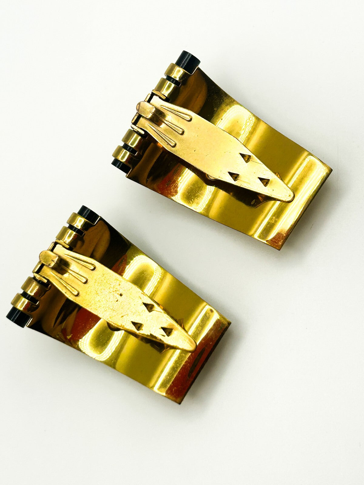 Vintage Shoe Dress Clips Art Deco Jean Painlevé Seahorse Black Gold Pair 1930s