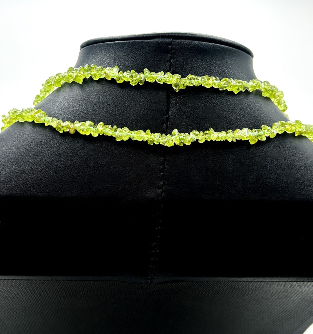 Long Layering Necklace Green Chip Beads Flapper Boho Continuous Strand