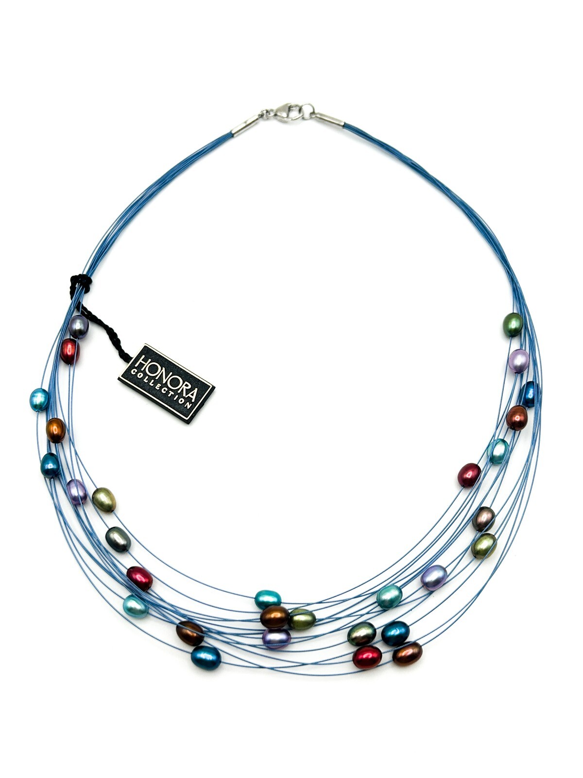 Honora Freshwater Pearl Necklace Floating Multi Strand 925 Silver Signed NWT