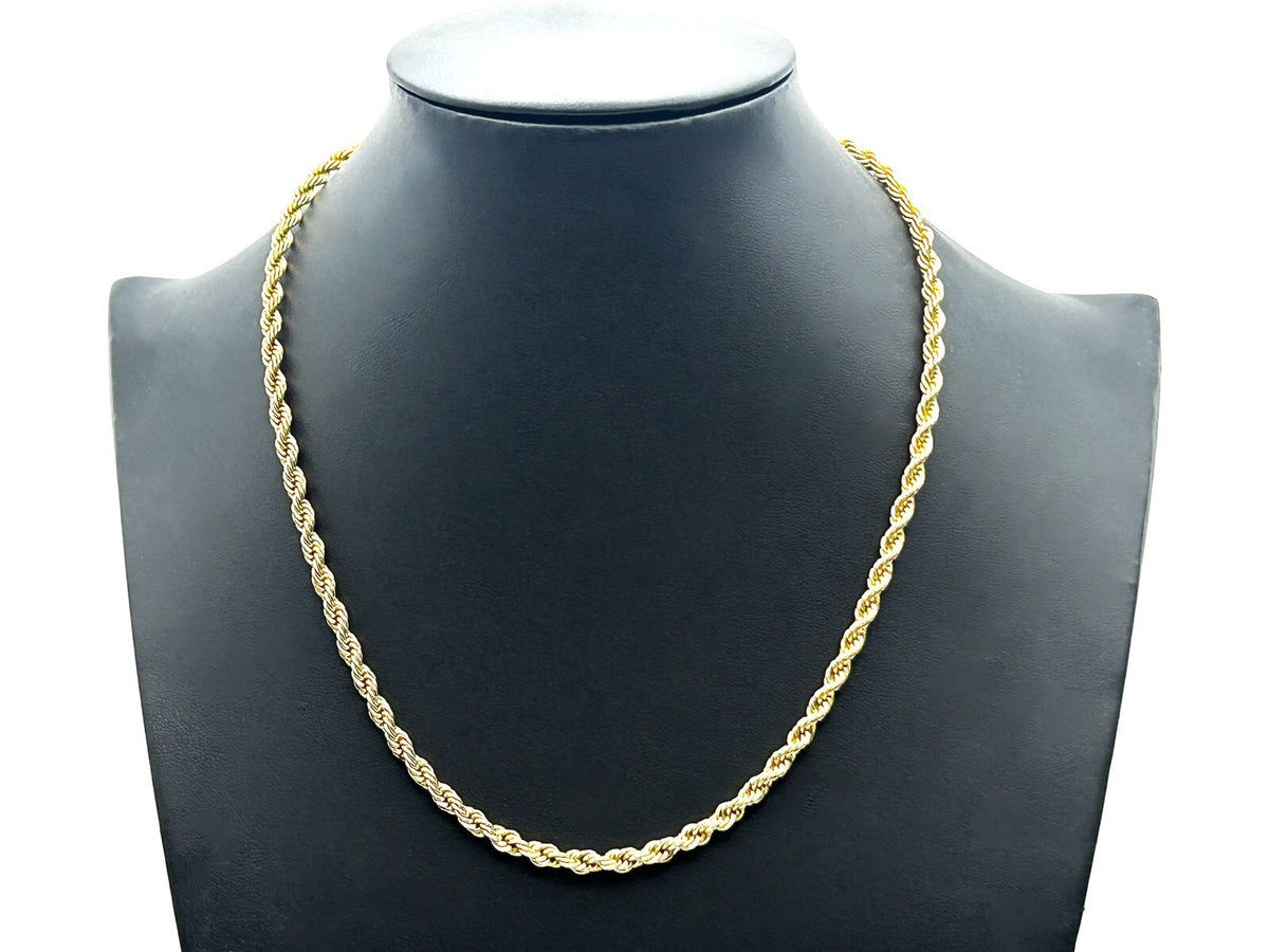 Gold Tone Rope Chain Necklace 18” Twisted Chain Minimal Classic Everyday
