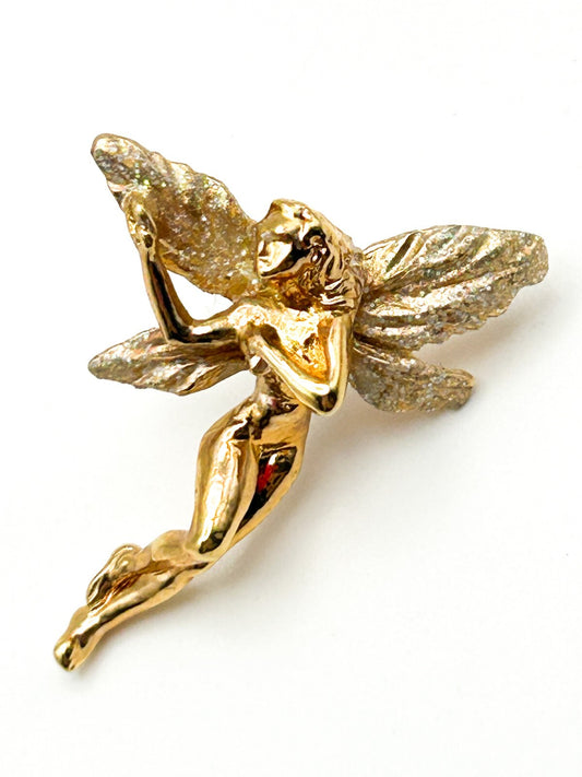 Kirk’s Folly Gold Tone Fairy Brooch Pin with Glitter Wings