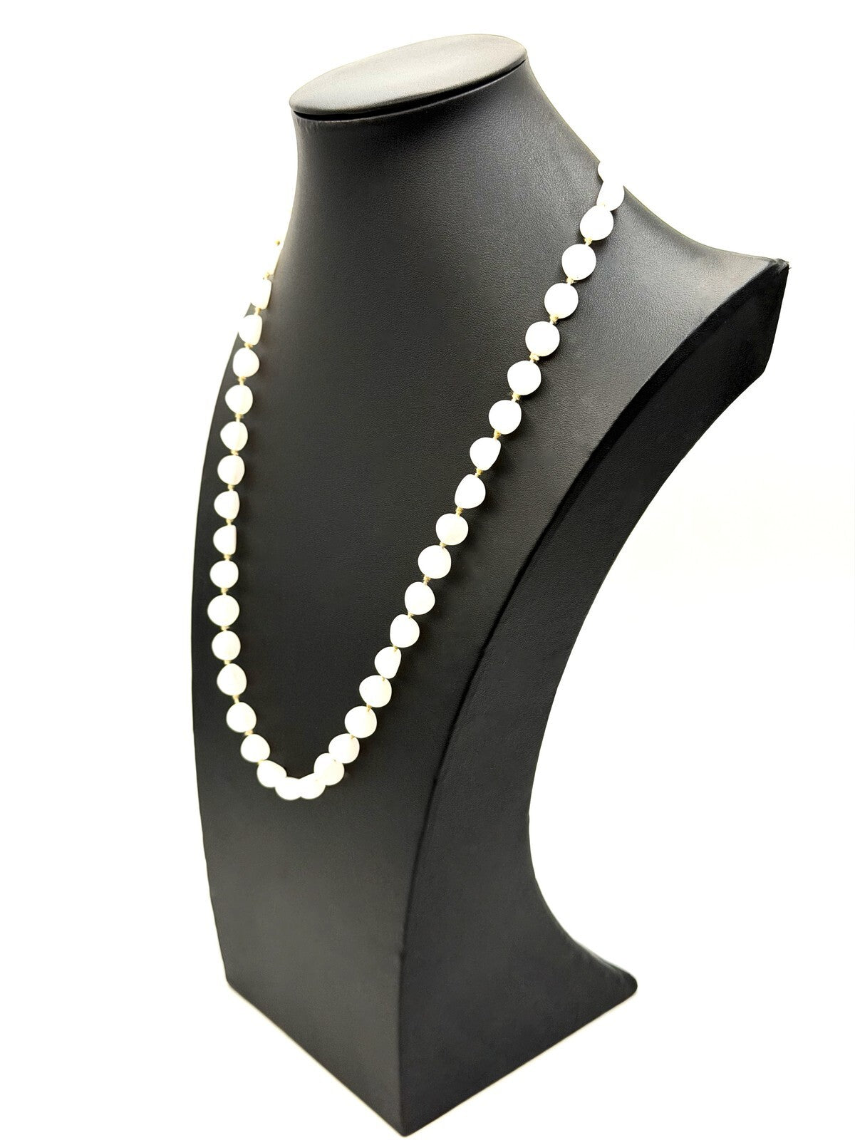 Pale Rose Quartz Domed Bead Necklace – Hand-Knotted, 25”