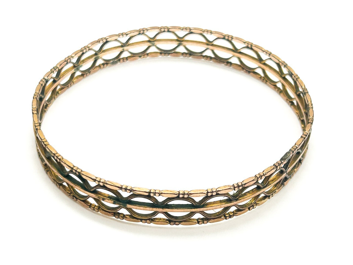 Antique Rolled Gold Openwork Bangle Art Deco Geometric Hallmarked 7cm