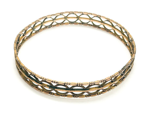 Antique Rolled Gold Openwork Bangle Art Deco Geometric Hallmarked 7cm