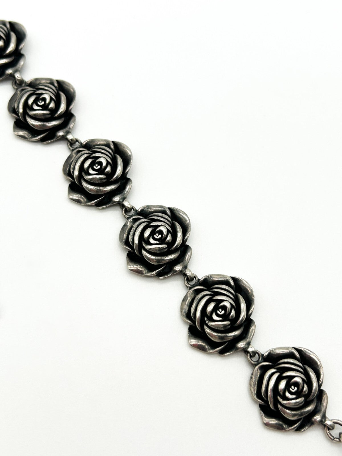 Miglio Silver Plated Rose Link Bracelet Statement Floral Bracelet