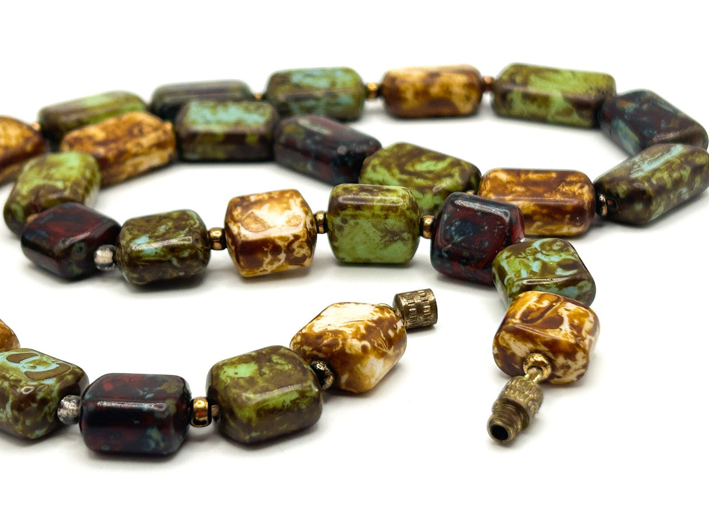 Vintage Picasso Mottled Glass Bead Necklace – 21.5”