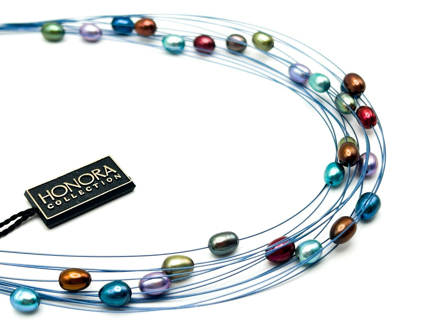 Honora Freshwater Pearl Necklace Floating Multi Strand 925 Silver Signed NWT