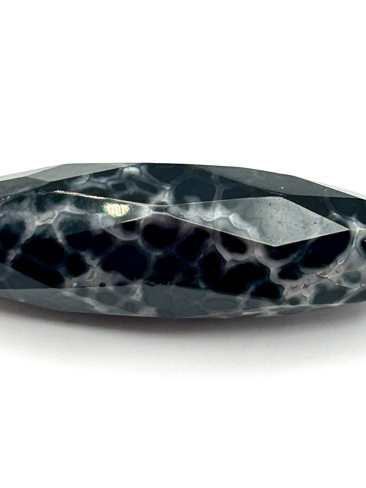 Black & White Dragon Vein Agate Semi-precious Necklace Faceted Black Chalcedony