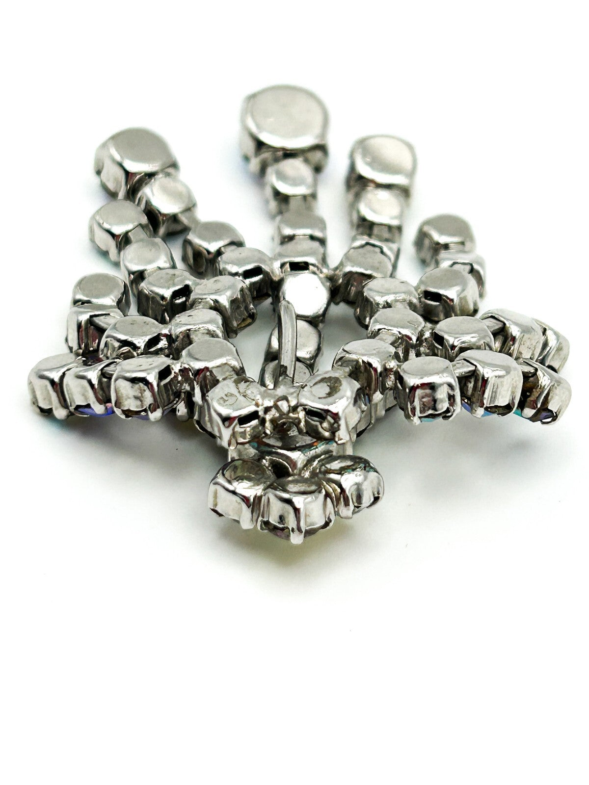 AB Crystal Rhinestone Waterfall Pendant Starburst Drop Vintage Style 5.5cm