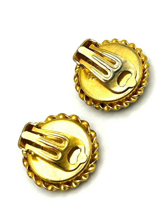 Italian Micro Mosaic Floral Clip-On Earrings with Yellow Daisy Design
