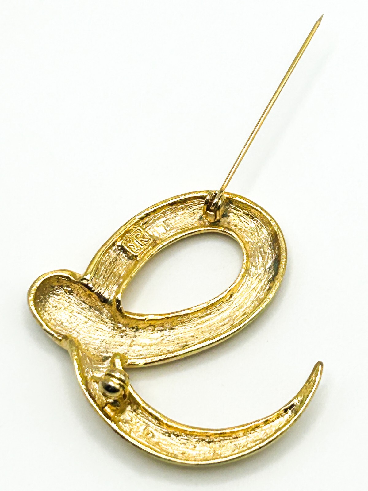 Signed Yves Rocher Gold Tone Abstract Swirl Brooch (1960s–1970s)