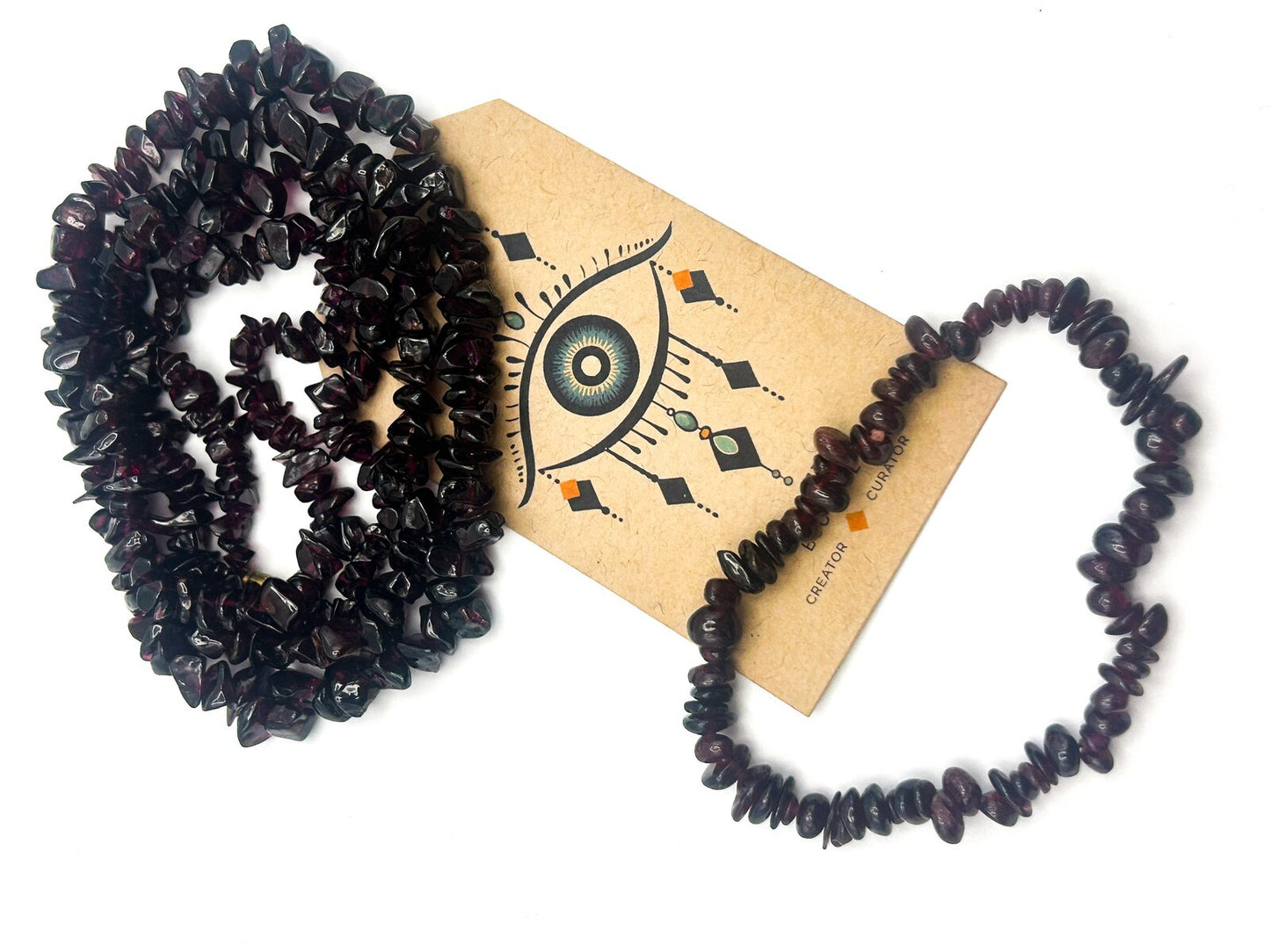 Vintage Garnet Chip Necklace & Matching Bracelet Set - Gemstone Deep Red Boho