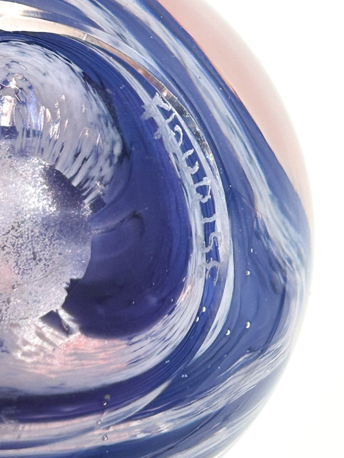 Vintage 1999 Signed SGL Blue Swirl 'Flourise' Paperweight Art Glass
