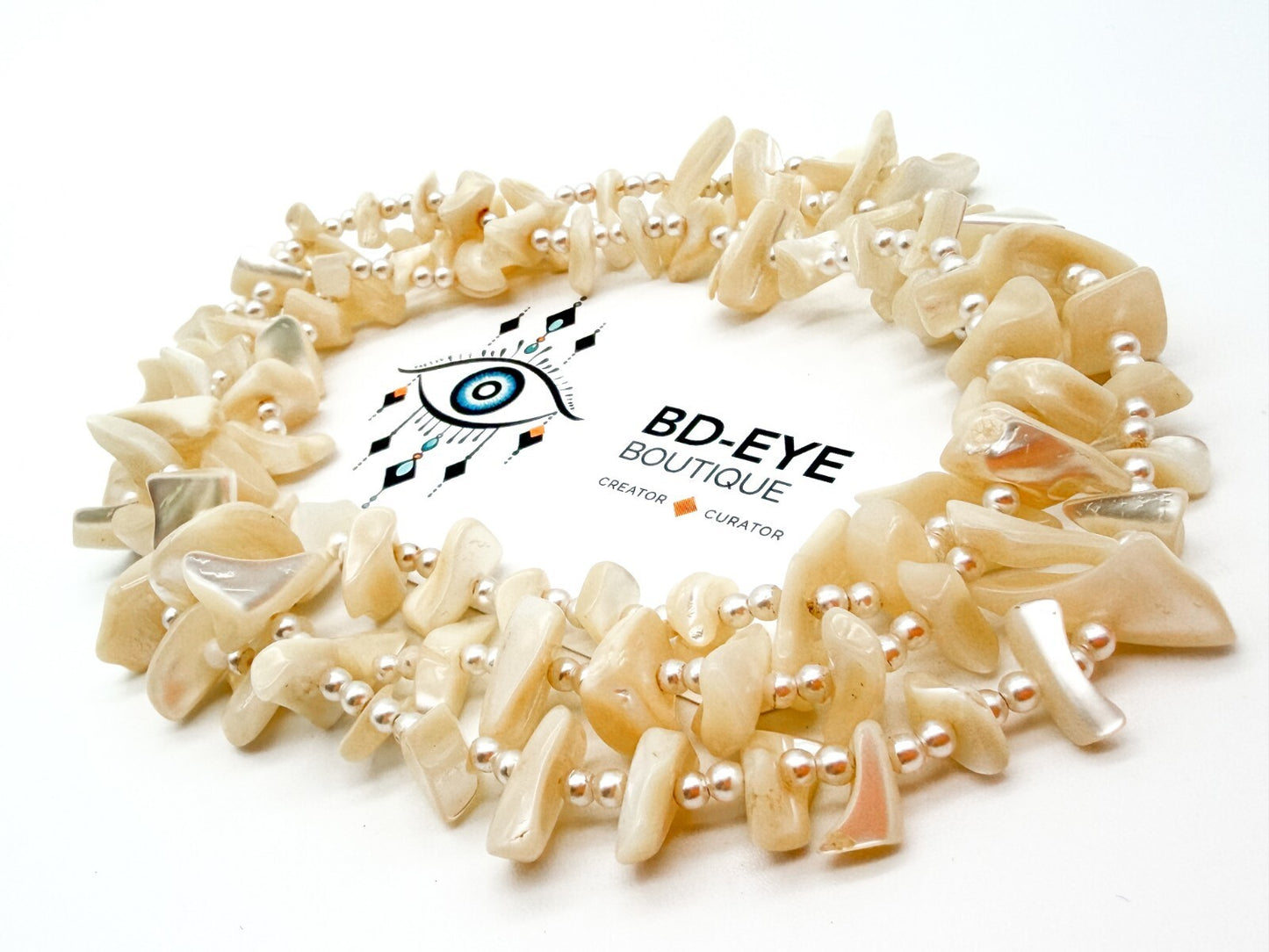 Vintage Mother of Pearl Chip Bead Continuous Strand Necklace