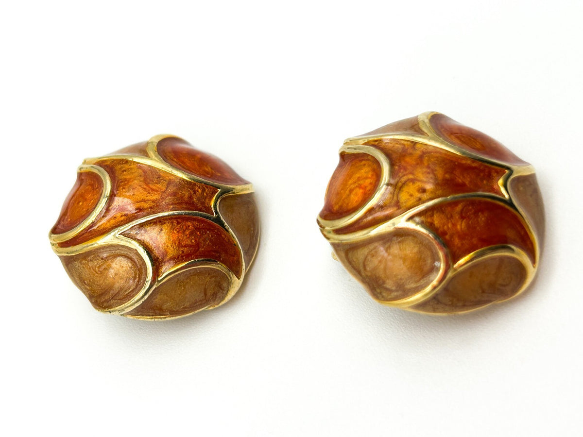 Vintage Chunky Gold and Silver Tone and Enamel Clip On Earrings Bundle 80s Retro