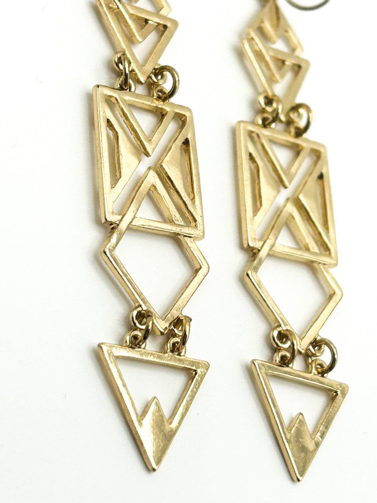 Gold Tone Articulated Geometric Dangle Earrings