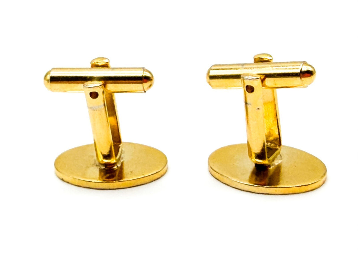 Vintage Gold Tone Starburst Cufflinks Diamond Cut Formal Mens
