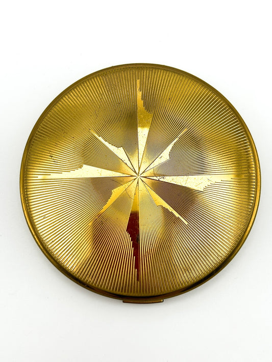 Vintage Vanity Fair Gold Tone Starburst Compact Mirror Made in Britain