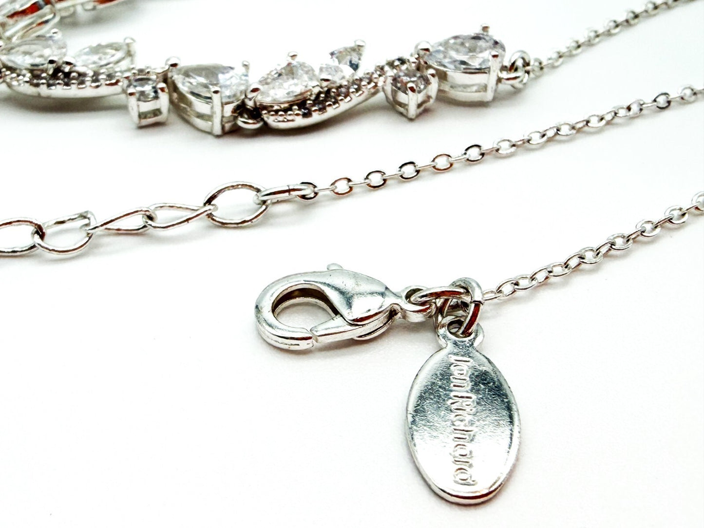 Jon Richard Silver Tone CZ Y Drop Necklace Clear Crystal Bridal Wedding Evening
