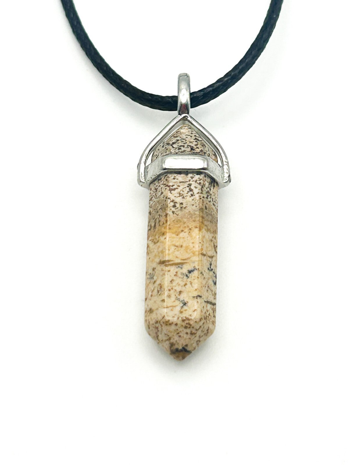 Gemstone Pendant Cord Necklace Bundle – Labradorite Heart, Picture Jasper Point