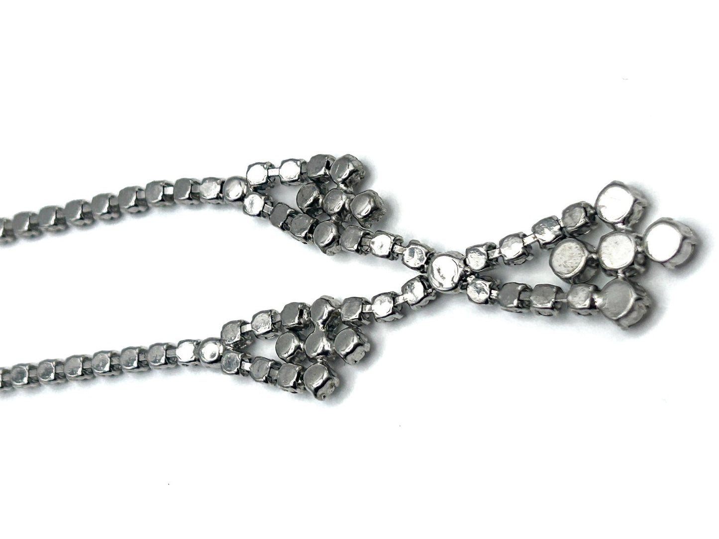 Vintage Prong-set Glass Rhinestone Y Necklace - Pendant Drop and Collar-style