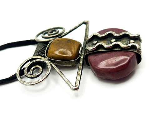 Artisan Brutalist Semi-precious Gemstone Pendant Marked No. 39