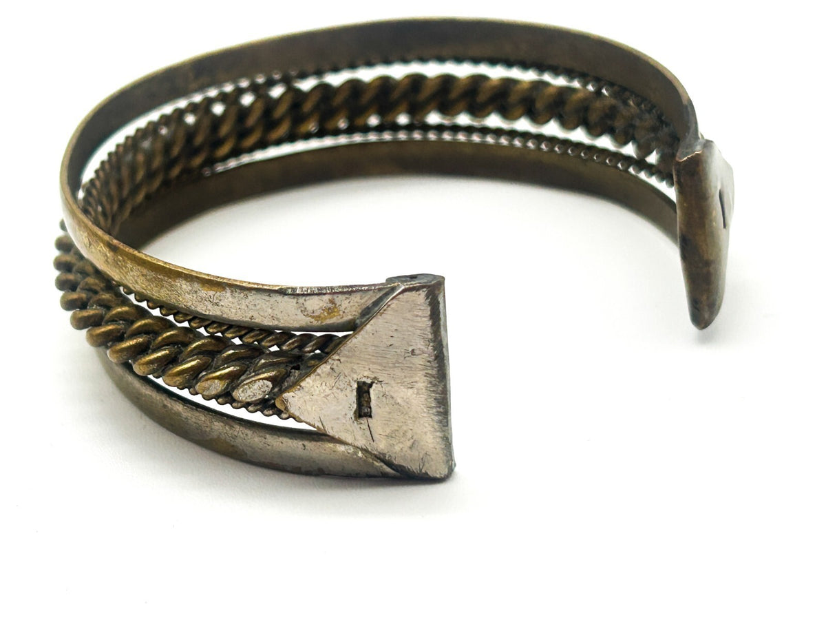Vintage Bedouin Brass Cuff Bracelet Sinai Bohemian Rope Statement Bangle