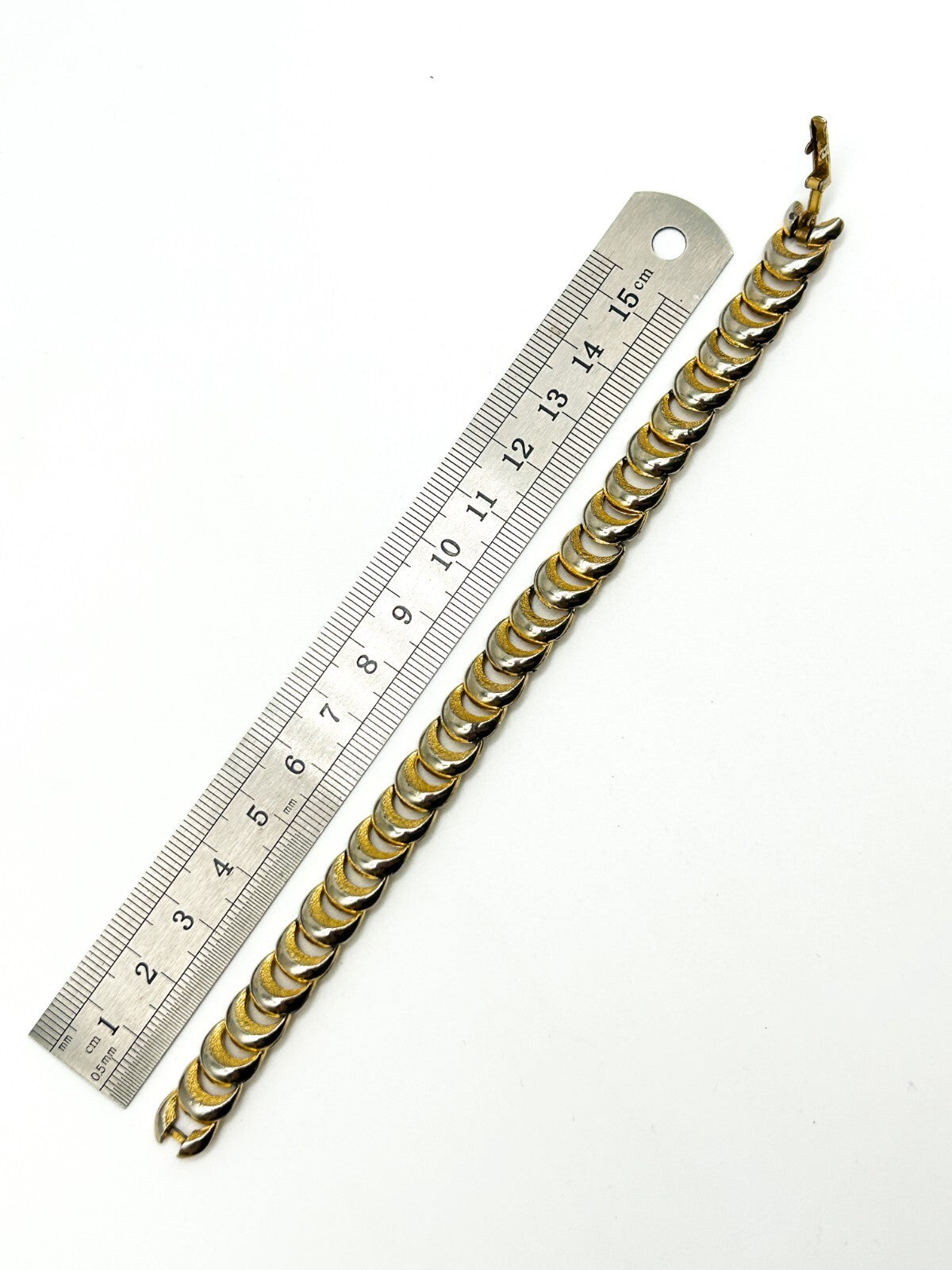 Vintage Gold Tone Semi Circle Crescent Moon Link Bracelet Articulated Bracelet