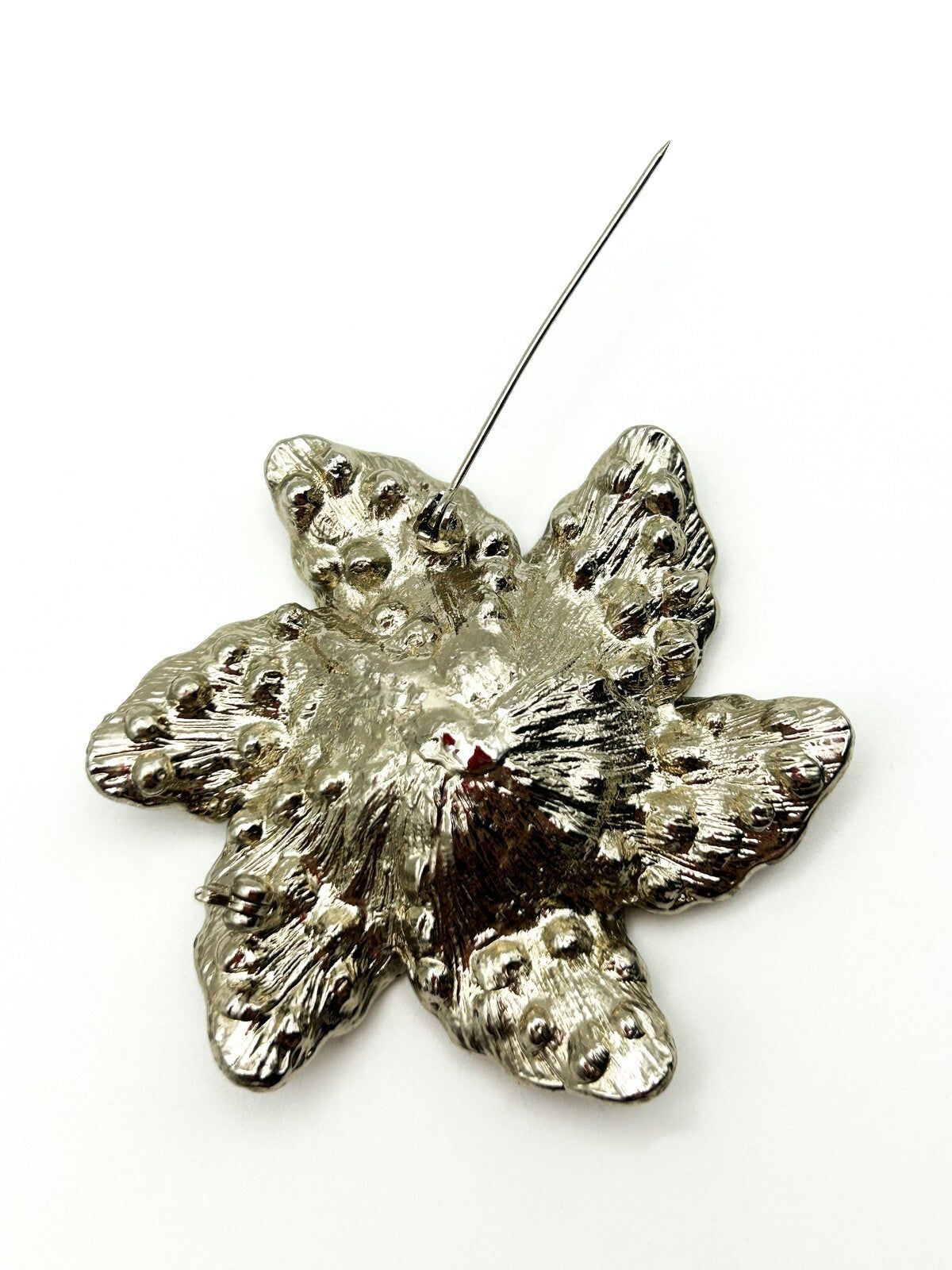 Vintage Brooch Silver Tone Rhinestone Diamanté Flower Statement Brooch 80s