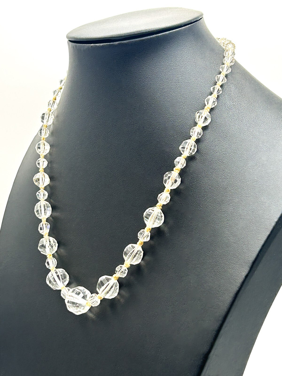 Aurora Borealis Crystal Glass Bead Necklace with Faceted Round Beads
