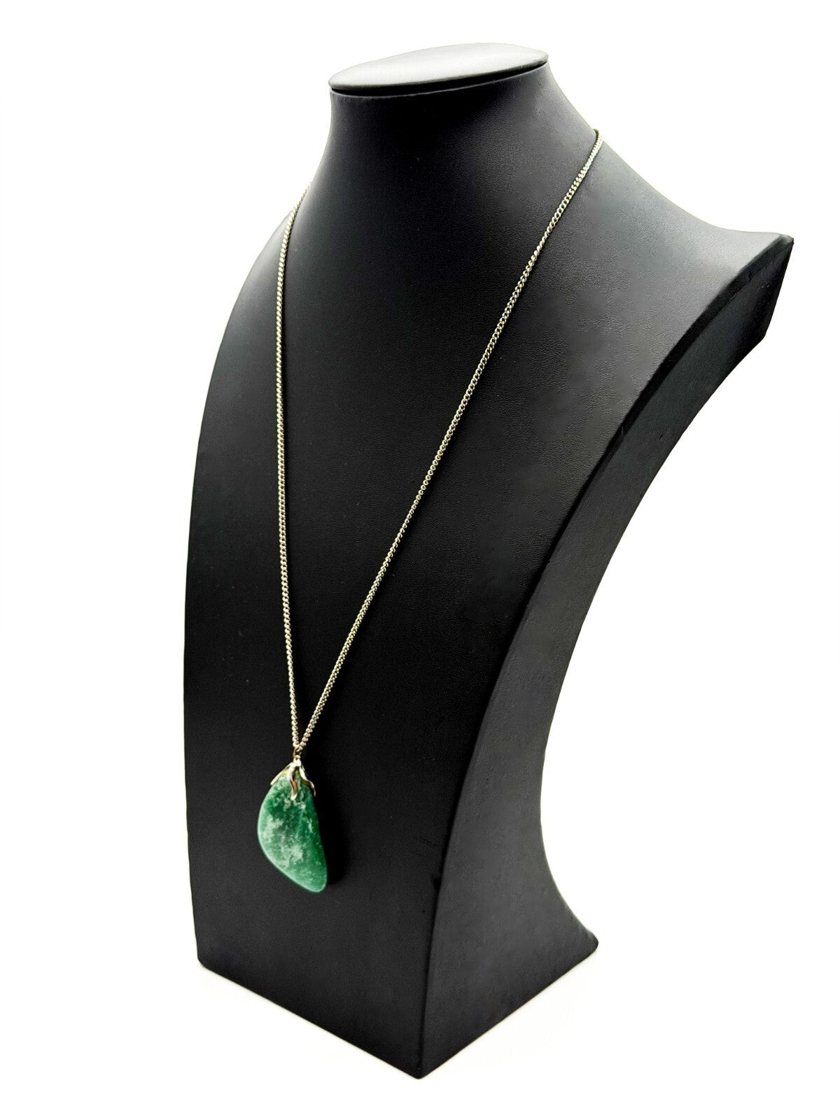 Natural Aventurine Pendant Necklace Green Crystal Stone Long Chain 24”