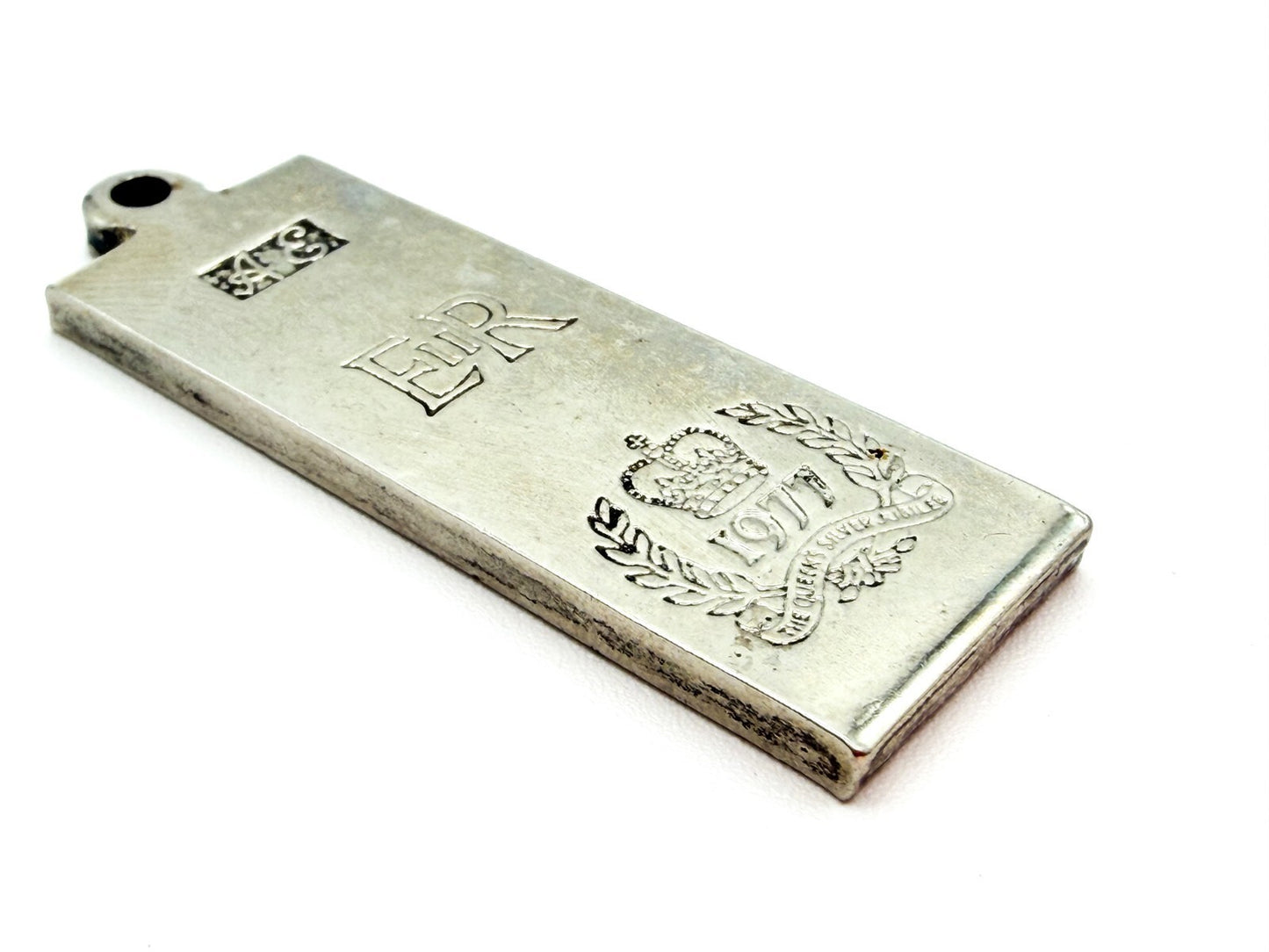Vintage 1977 Queen Elizabeth II Silver Jubilee Ingot Pendant by A&E