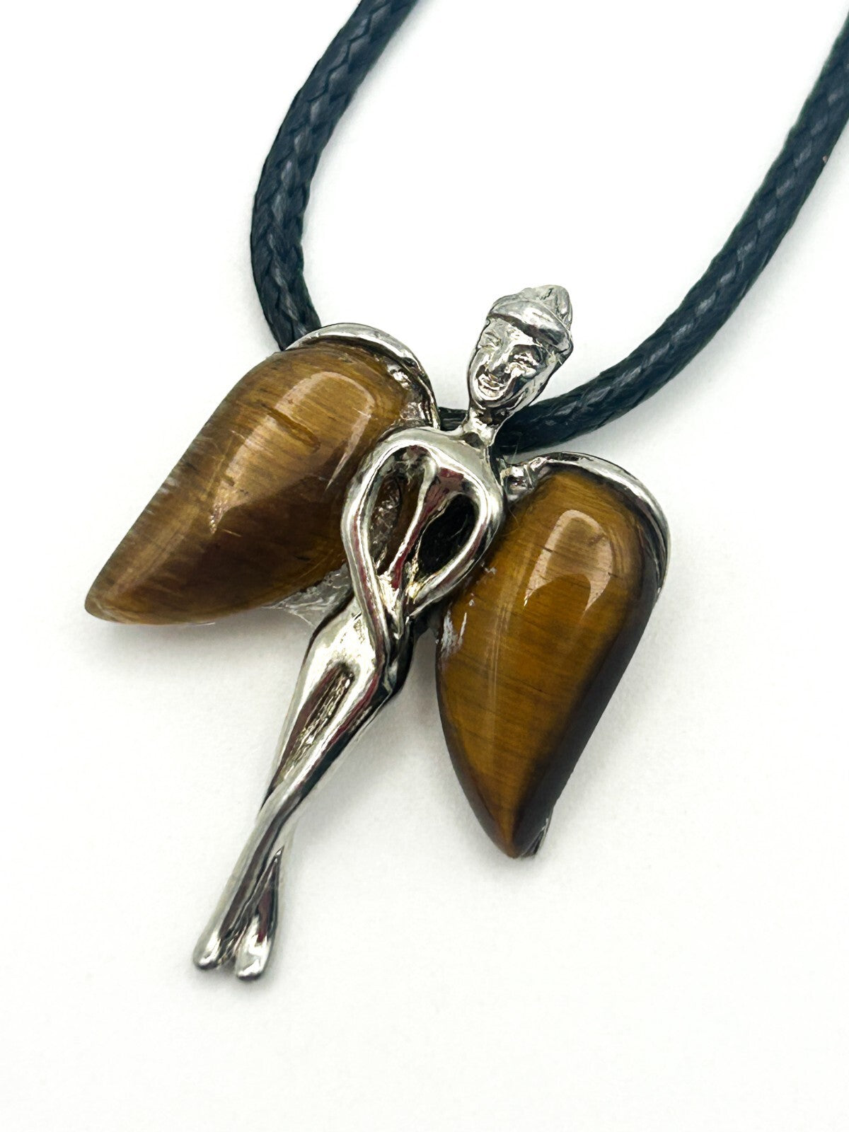Gemstone Pendant Cord Necklace Bundle Tiger’s Eye, Angel Wings, Aventurine Point