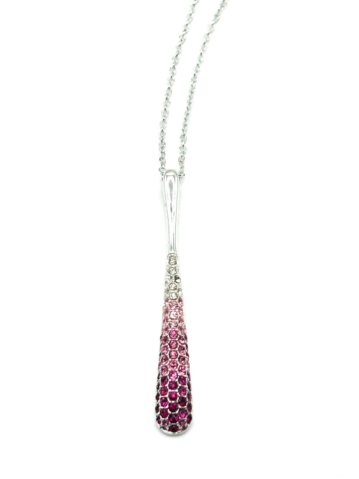 Natalia V. Collister (NVC) Signed Silver Tone Pink Ombre Rhinestone Necklace