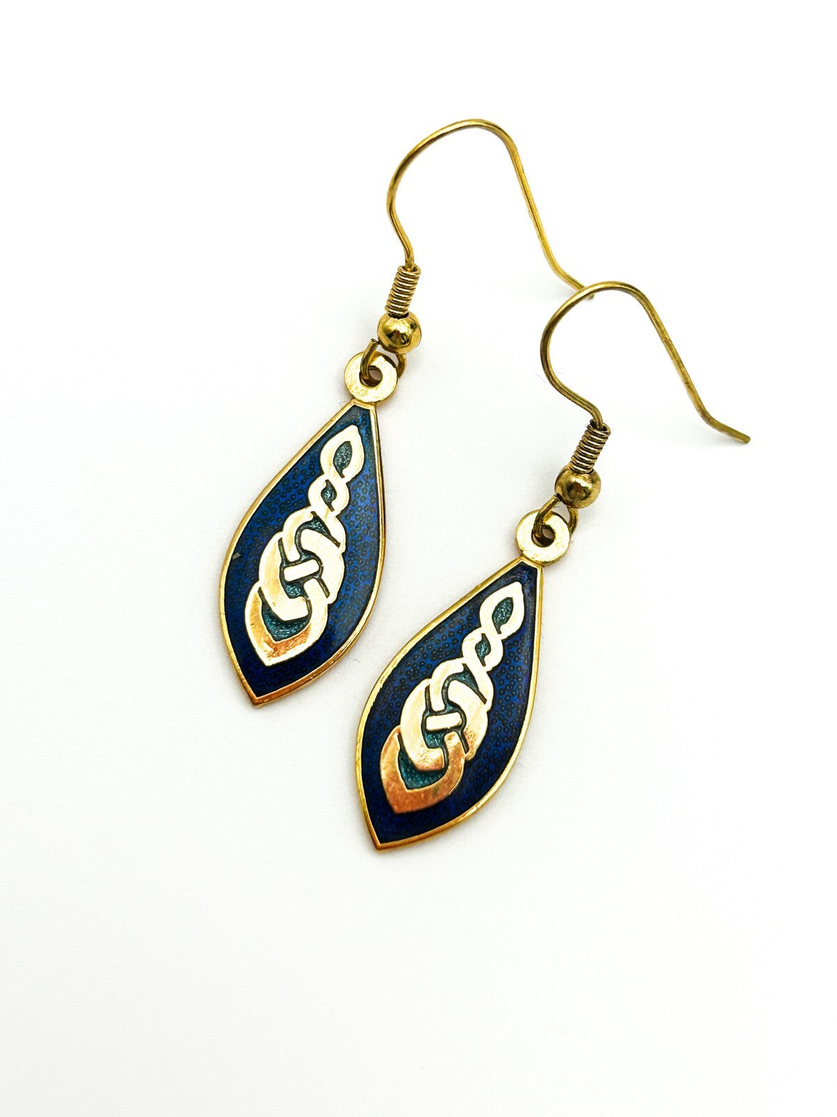 VTG Celtic Lands Sea Gems Collection Blue Enamel & Gold-Plated Teardrop Earrings