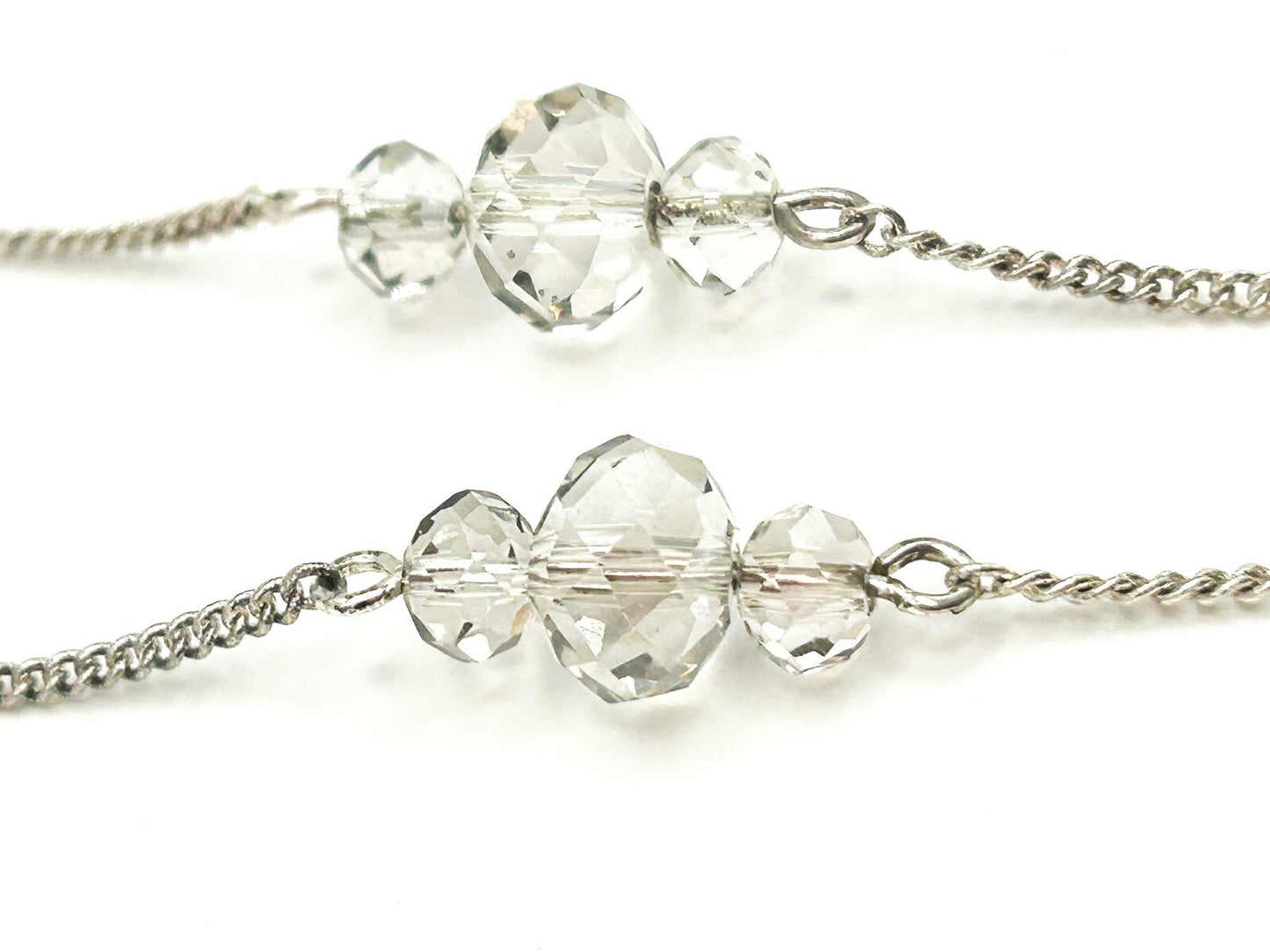 Avon Silver Tone Glass Cluster Drop Necklace with Tassel Detail