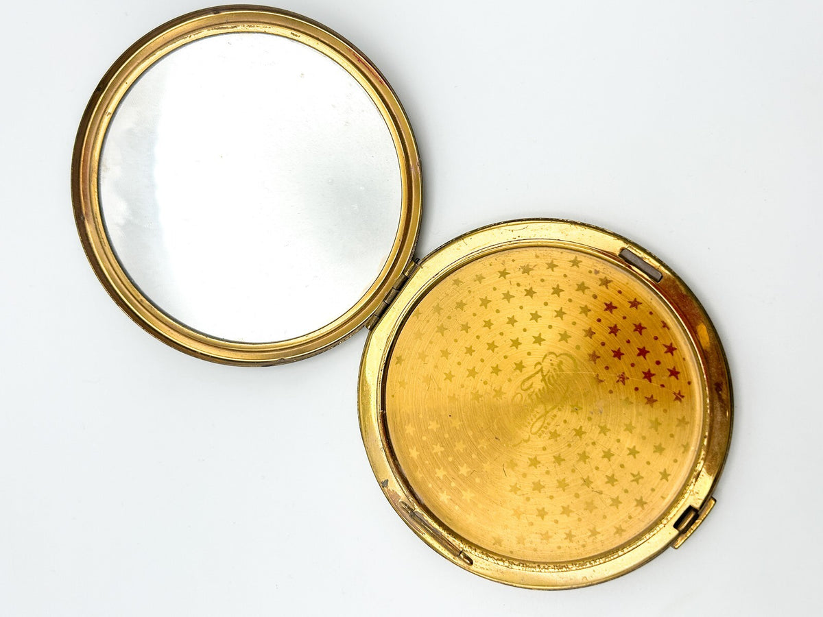 Vintage Vanity Fair Gold Tone Starburst Compact Mirror Made in Britain