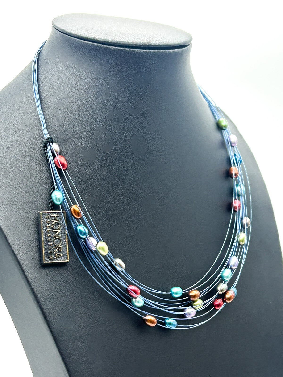 Honora Freshwater Pearl Necklace Floating Multi Strand 925 Silver Signed NWT