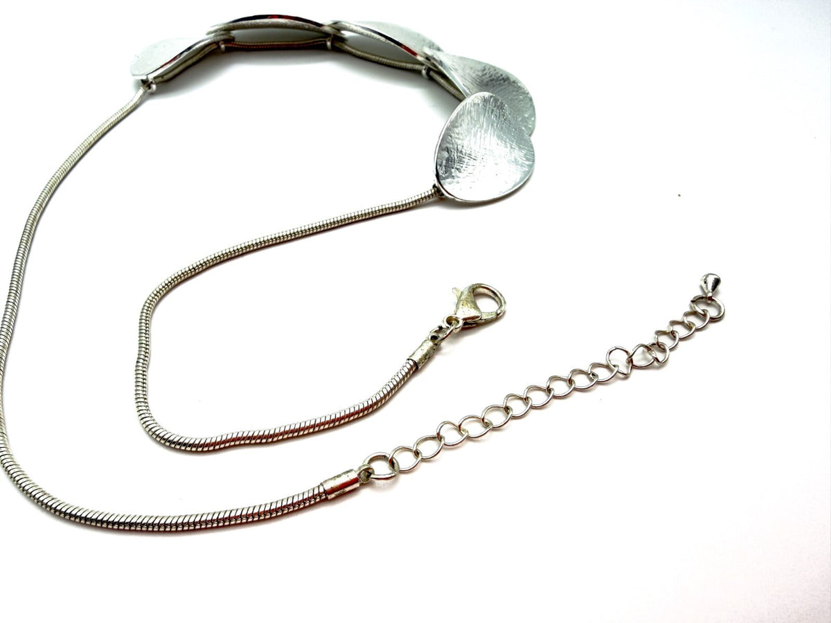 Minimalist Silver Disc Necklace Brushed Metal Overlapping Design 20”